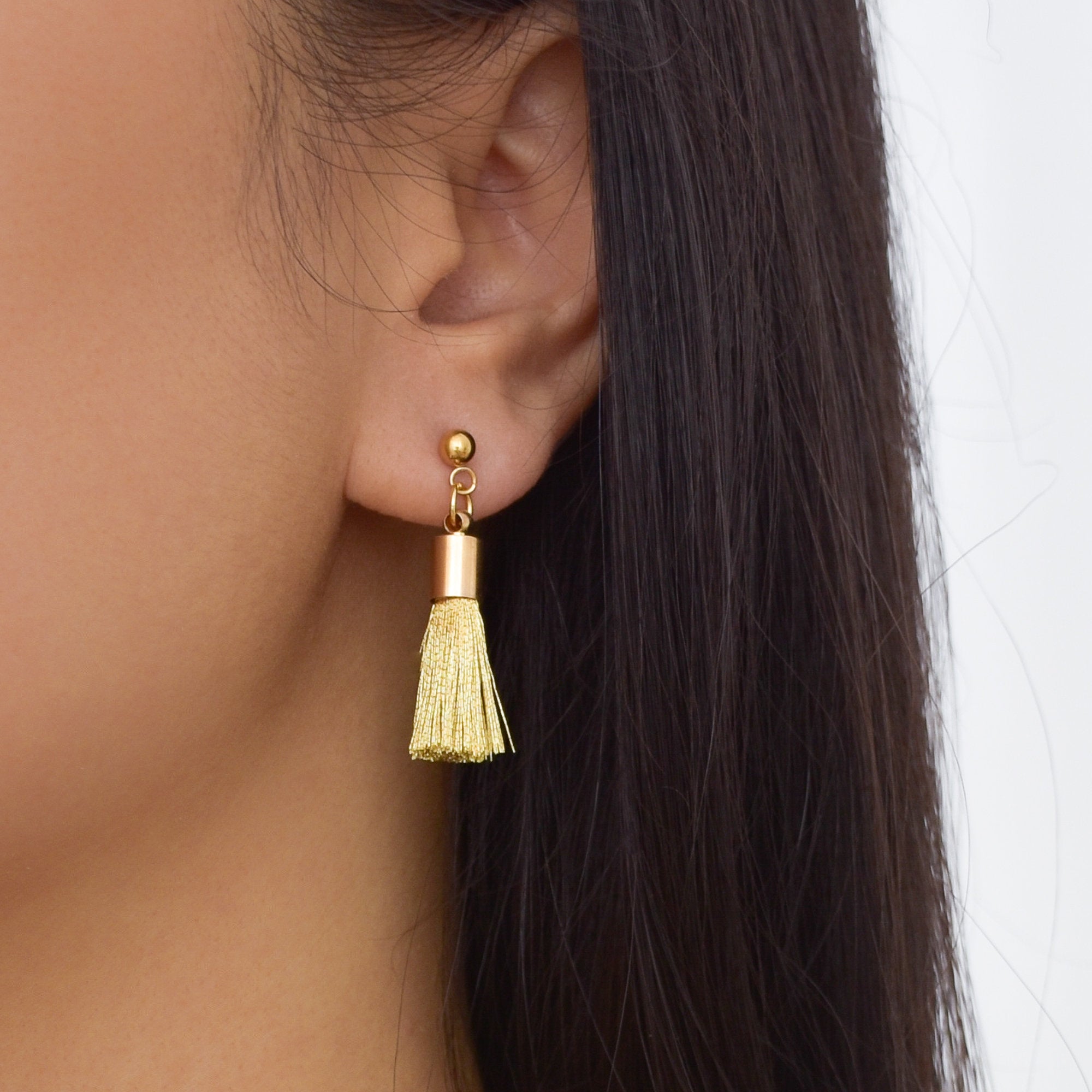 Mini Gold Tassel Earrings